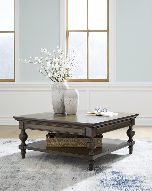 Cassel Furniture Outlet - Ashley Furniture - Veramond Coffee Table - Square Cocktail Table / Dark Brown - T694-8