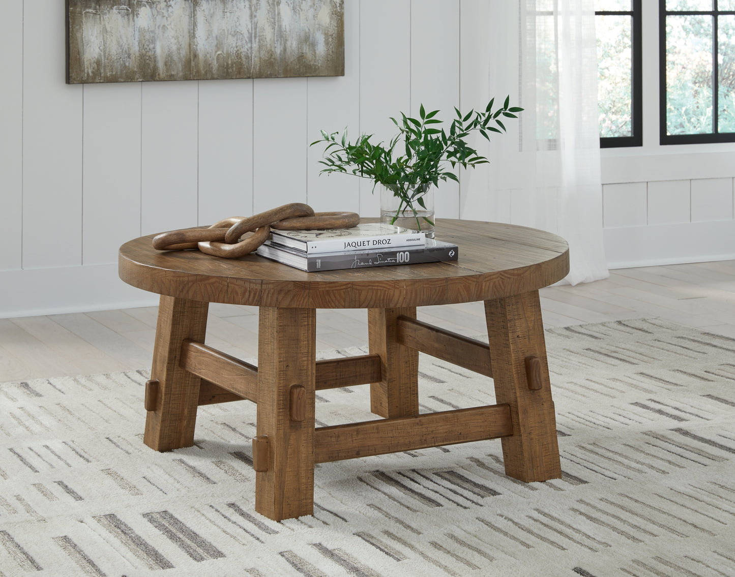 Cassel Furniture Outlet - Ashley Furniture - Mackifeld Coffee Table - Round Cocktail Table / Warm Brown - T724-8