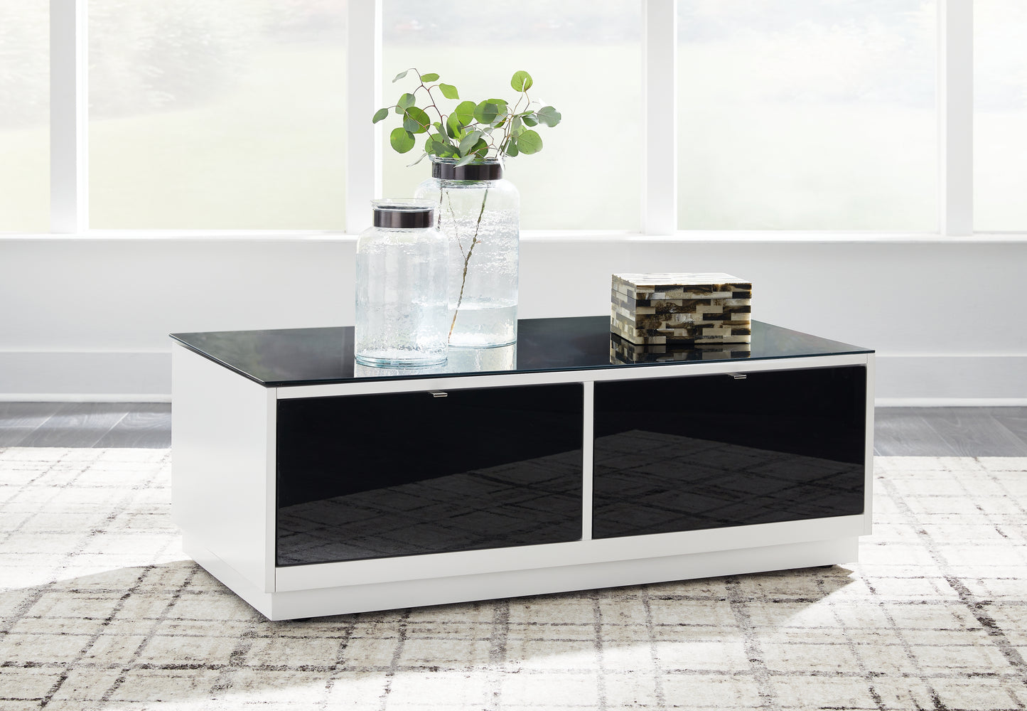 Cassel Furniture Outlet - Ashley Furniture - Gardoni Coffee Table - Rectangular Cocktail Table / White/Black - T756-1