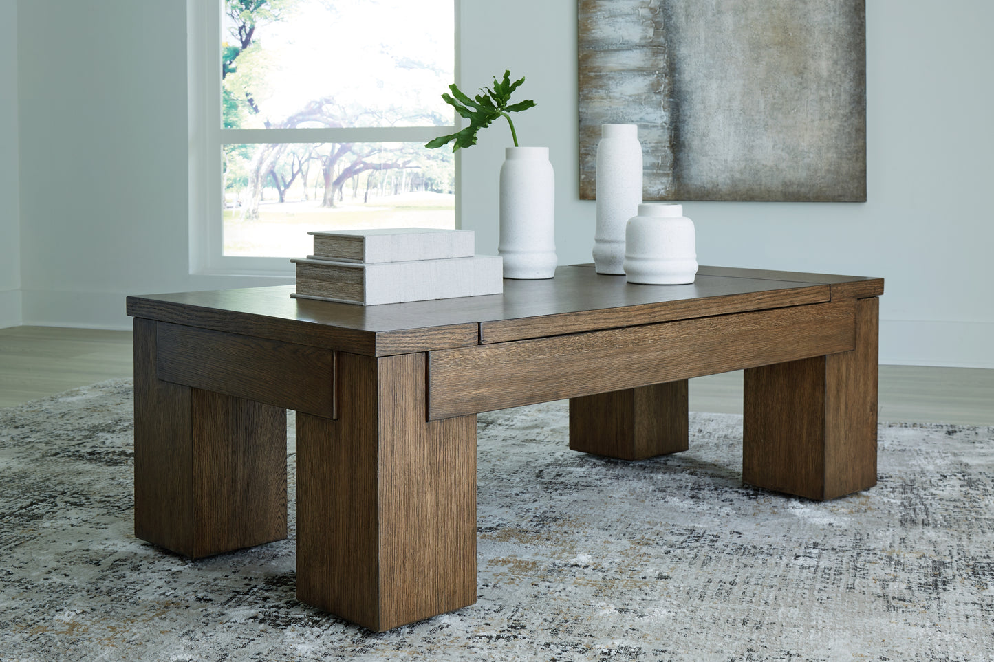 Cassel Furniture Outlet - Ashley Furniture - Rosswain Lift-Top Coffee Table - Lift Top Cocktail Table / Warm Brown - T763-9