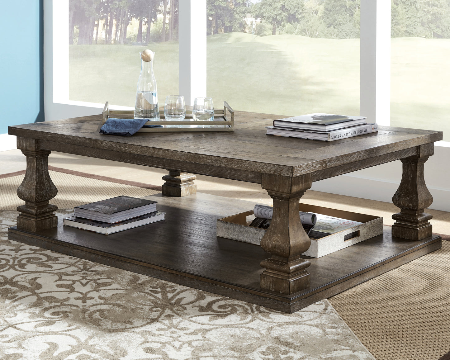 Cassel Furniture Outlet - Ashley Furniture - Johnelle Coffee Table - Rectangular Cocktail Table / Gray - T776-1