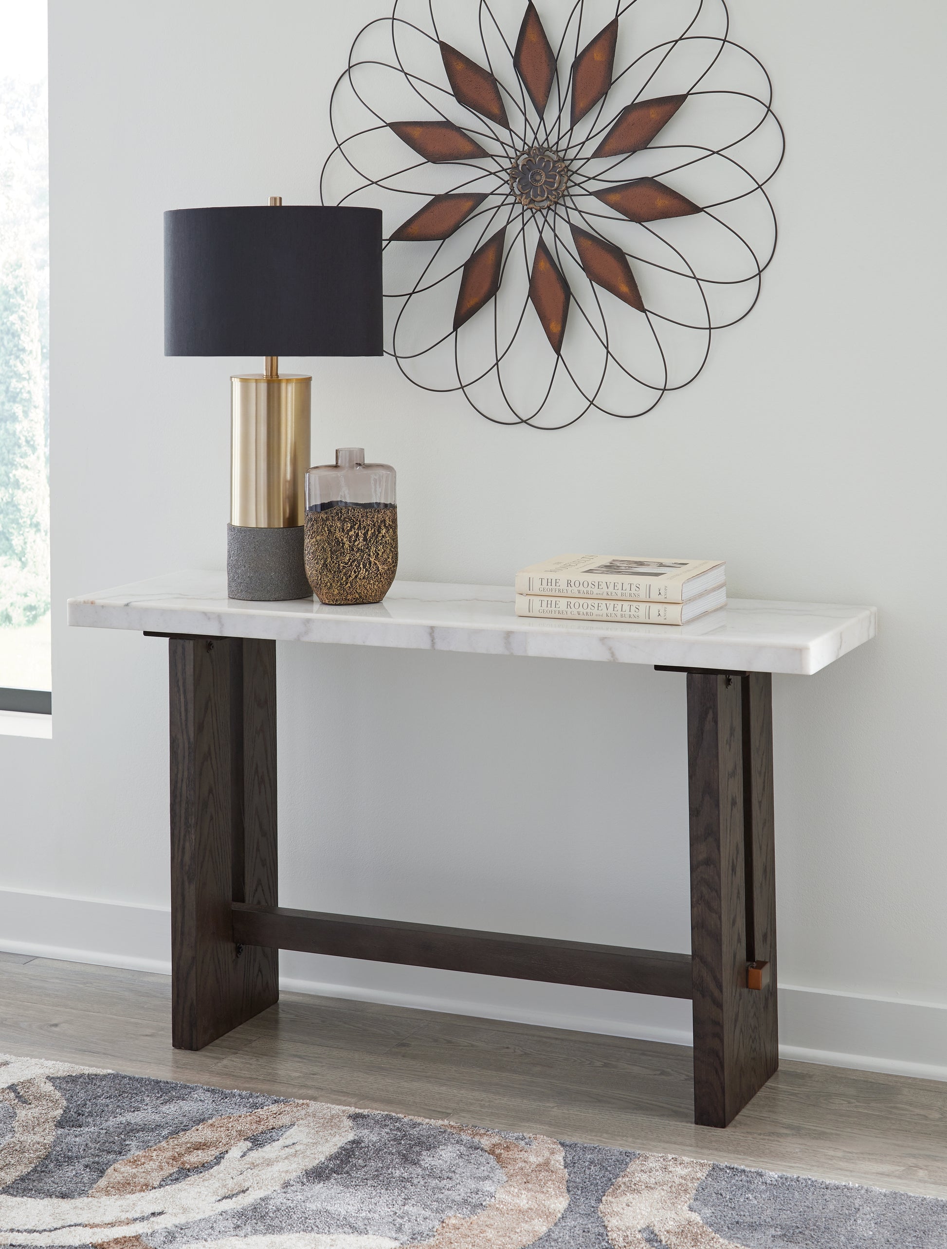Cassel Furniture Outlet - Ashley Furniture - Burkhaus Sofa Table - Sofa Table / White/Dark Brown - T779-4