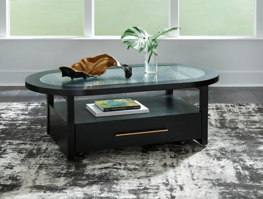 Cassel Furniture Outlet - Ashley Furniture - Winbardi Coffee Table - Oval Cocktail Table / Black - T786-0
