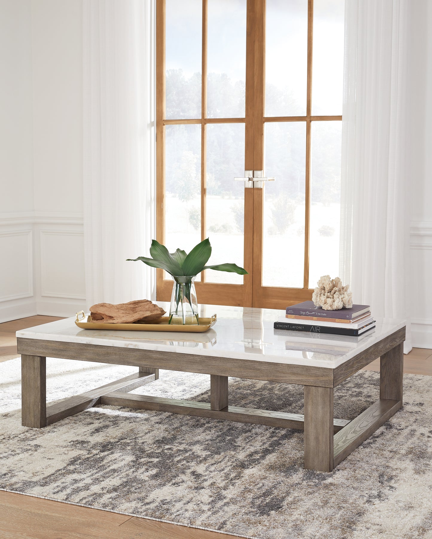 Cassel Furniture Outlet - Ashley Furniture - Loyaska Coffee Table - Rectangular Cocktail Table / Brown/Ivory - T789-1