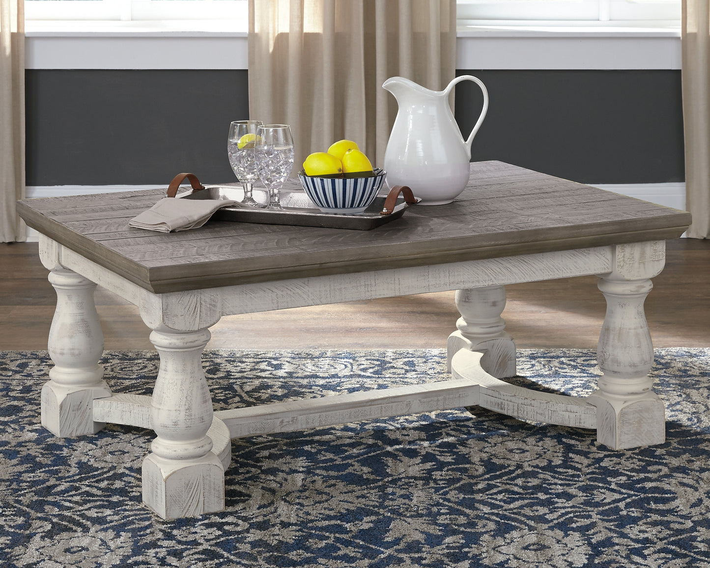 Cassel Furniture Outlet - Ashley Furniture - Havalance Coffee Table - Rectangular Cocktail Table / Gray/White - T814-1