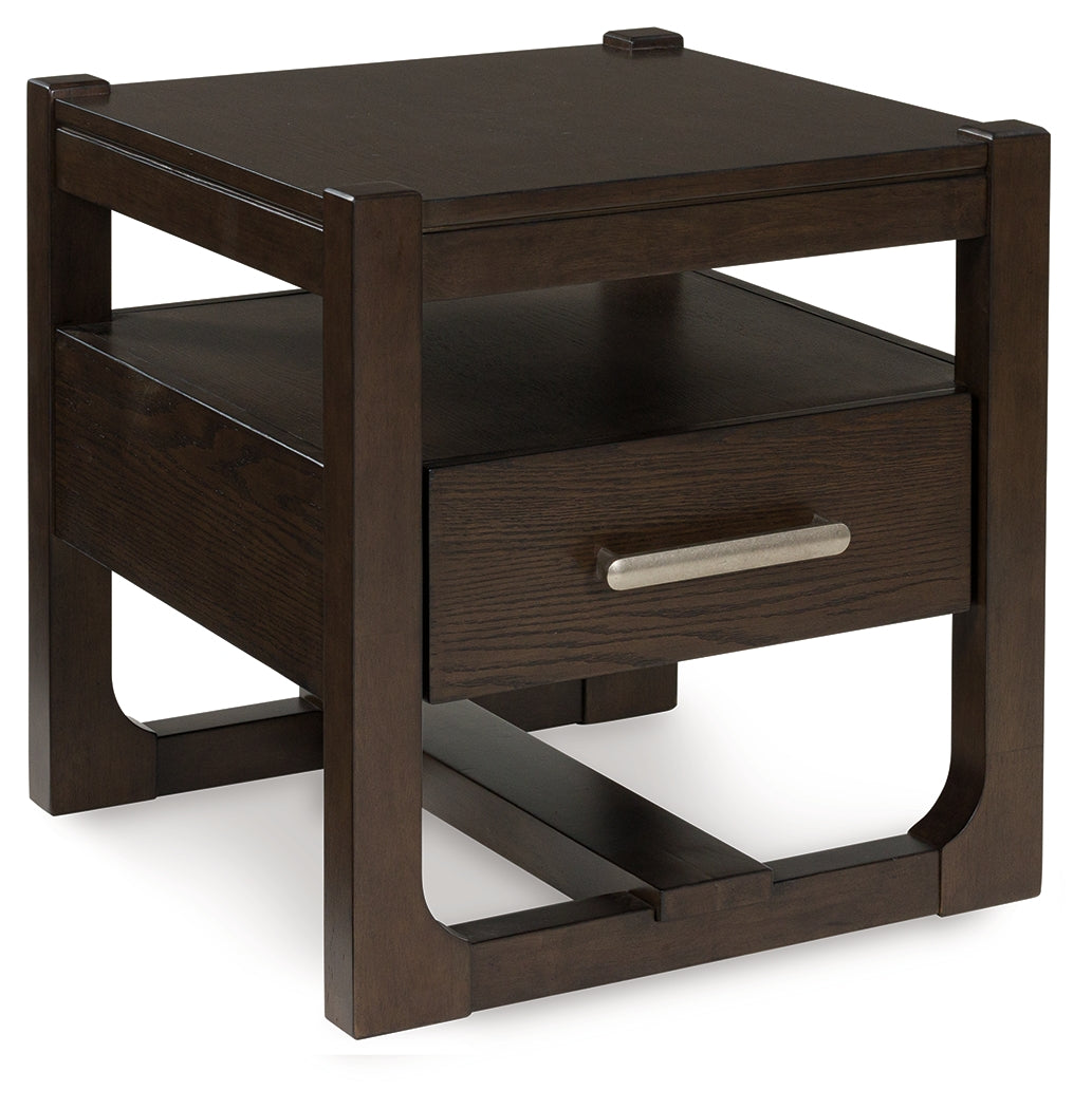 Cassel Furniture Outlet - Ashley Furniture - Breckington End Table - Rectangular End Table / Dark Brown - T656-3