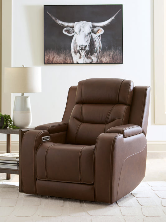 Cassel Furniture Outlet - Ashley Furniture - Knightington Living Room - PWR REC Sofa w/Audio Seating / Brown - PCU1160215A