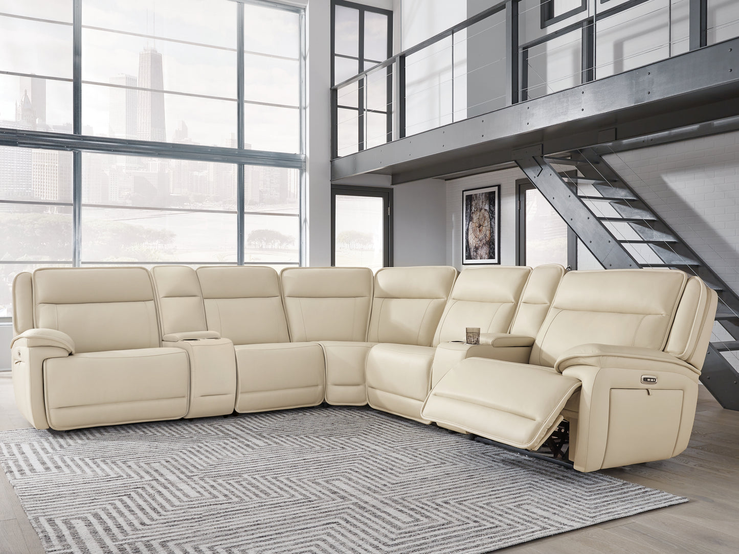 Cassel Furniture Outlet - Ashley Furniture - Double Deal Sectional - 7-Piece Reclining Sectional with 2 Consoles / Almond - U13001S9