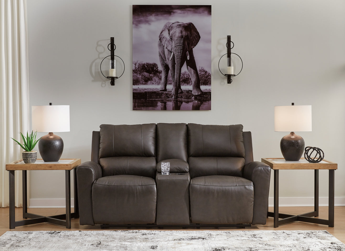 Cassel Furniture Outlet - Ashley Furniture - Boxmere Living Room - DBL REC PWR Loveseat w/Console / Storm - U1310096