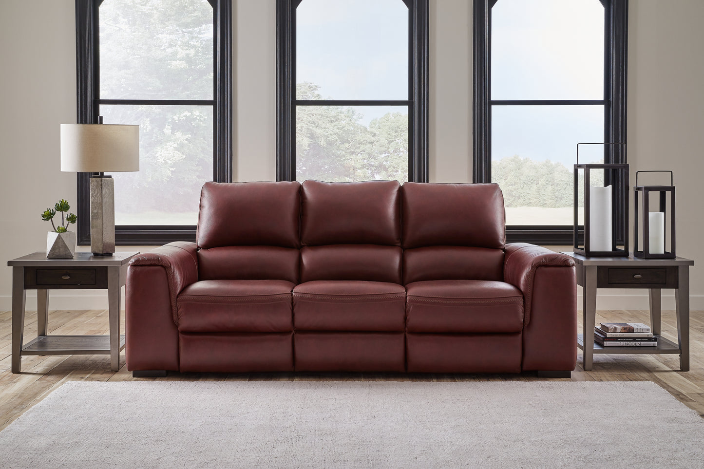 Cassel Furniture Outlet - Ashley Furniture - Alessandro Living Room - PWR REC Sofa with ADJ Headrest / Garnet - U2550115