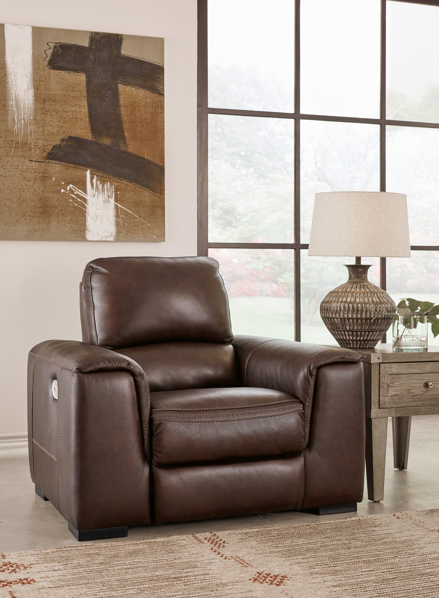 Cassel Furniture Outlet - Ashley Furniture - Alessandro Living Room - PWR Recliner/ADJ Headrest / Walnut - U2550213