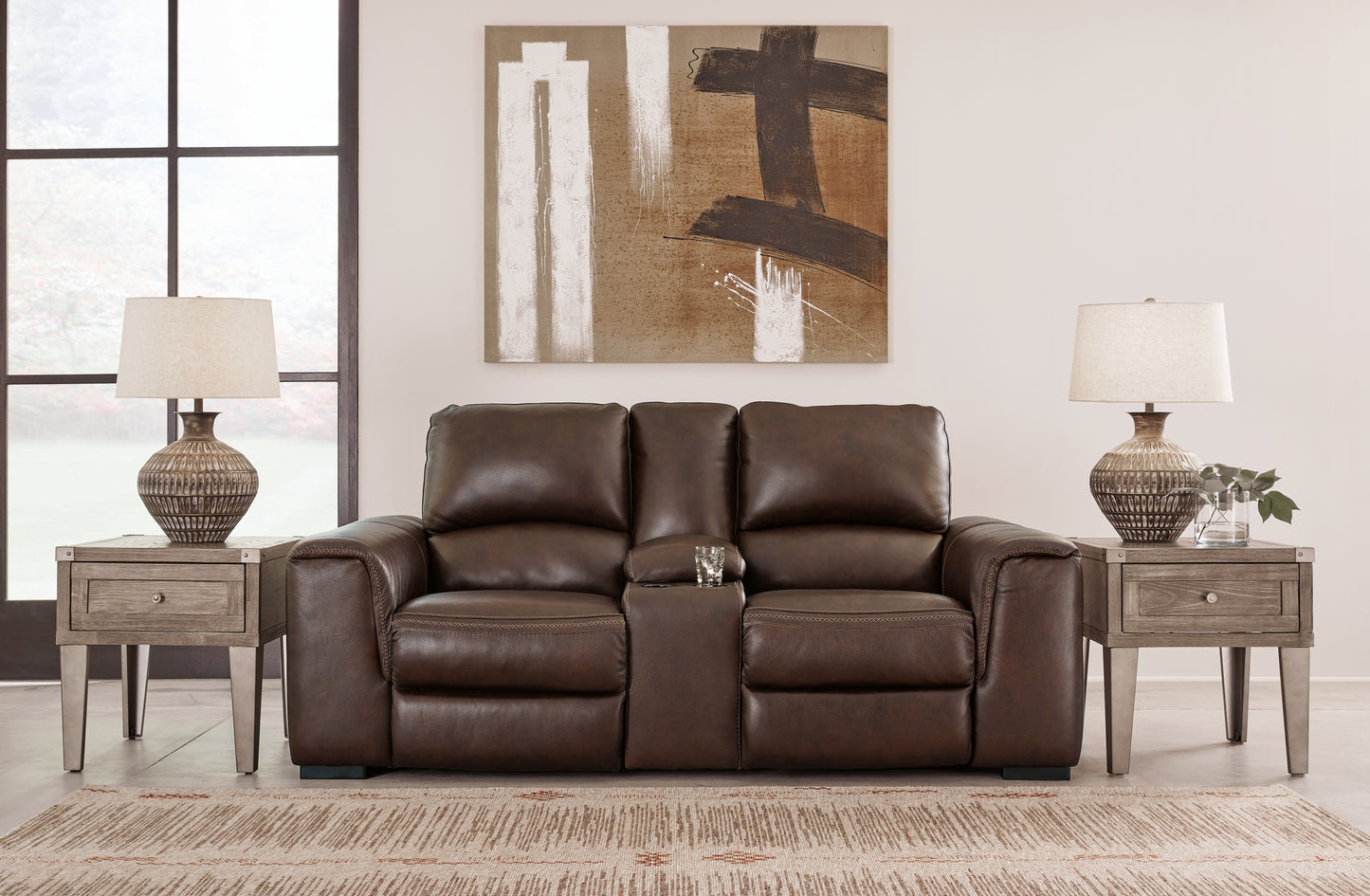 Cassel Furniture Outlet - Ashley Furniture - Alessandro Living Room - PWR REC Loveseat/CON/ADJ HDRST / Walnut - U2550218