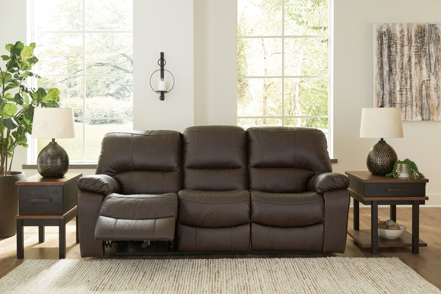 Cassel Furniture Outlet - Ashley Furniture - Leesworth Living Room - Reclining Power Sofa / Dark Brown - U4380887