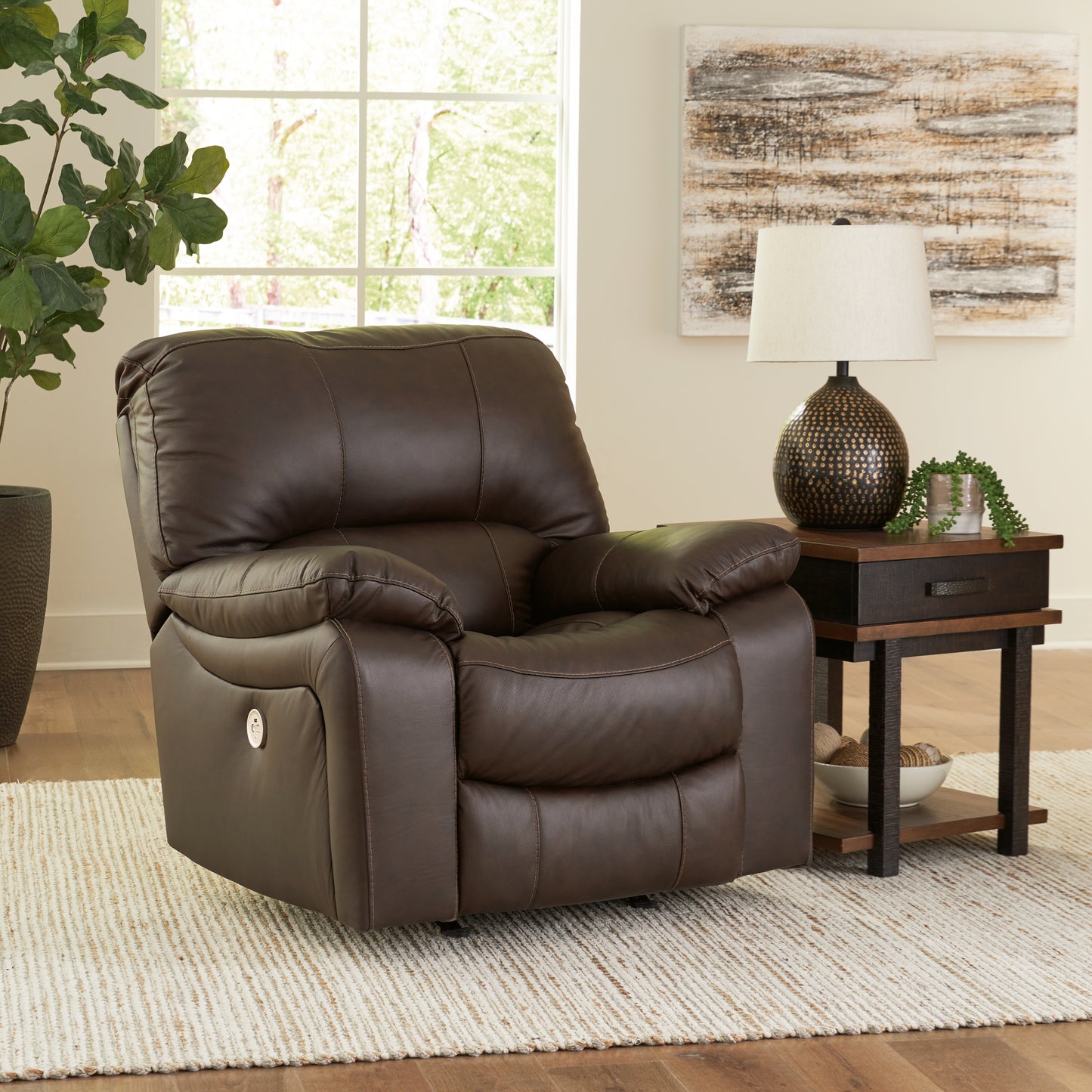 Cassel Furniture Outlet - Ashley Furniture - Leesworth Living Room - Reclining Power Loveseat / Ocean - U4380974