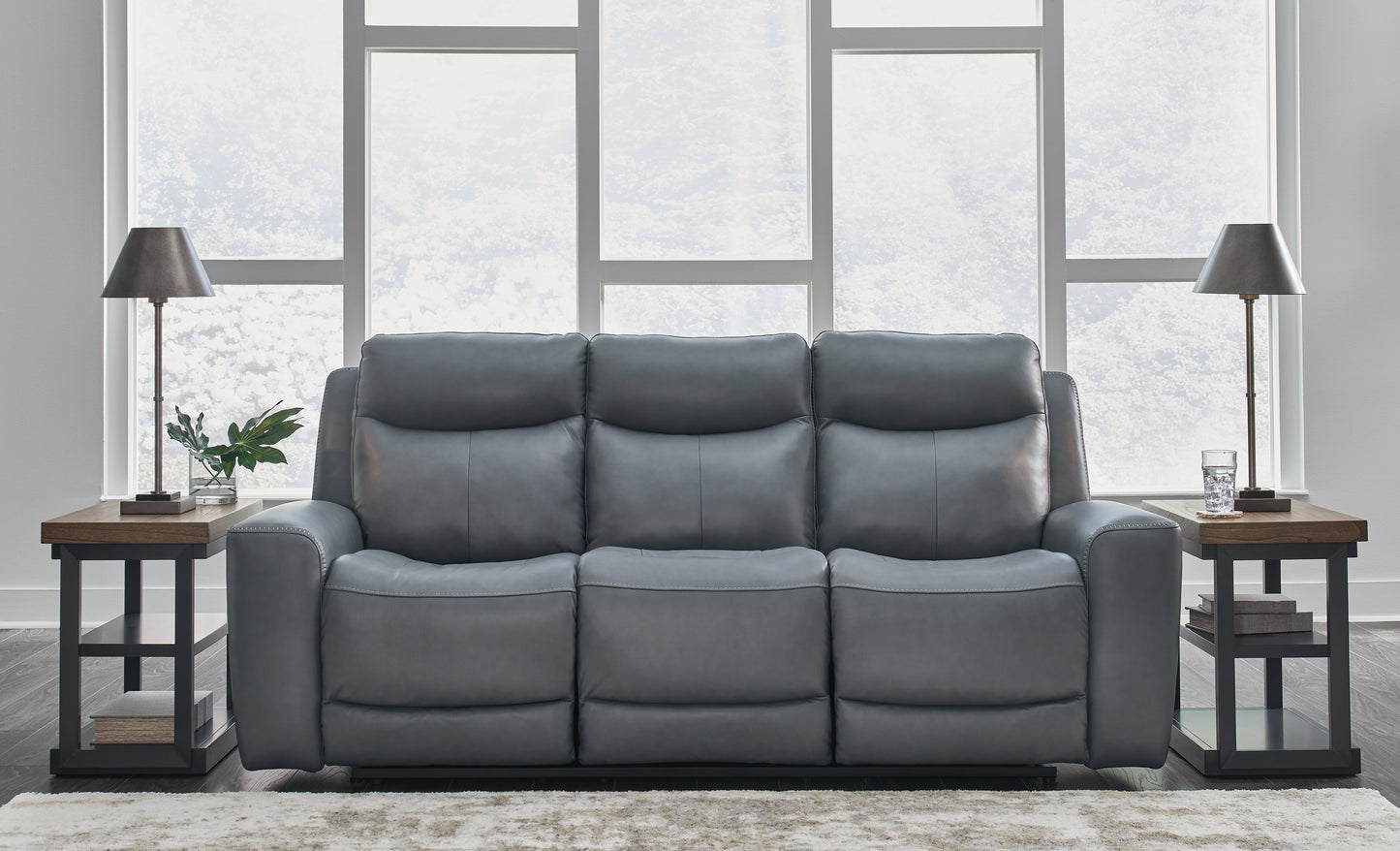 Cassel Furniture Outlet - Ashley Furniture - Mindanao Living Room - PWR REC Sofa with ADJ Headrest / Steel - U5950415