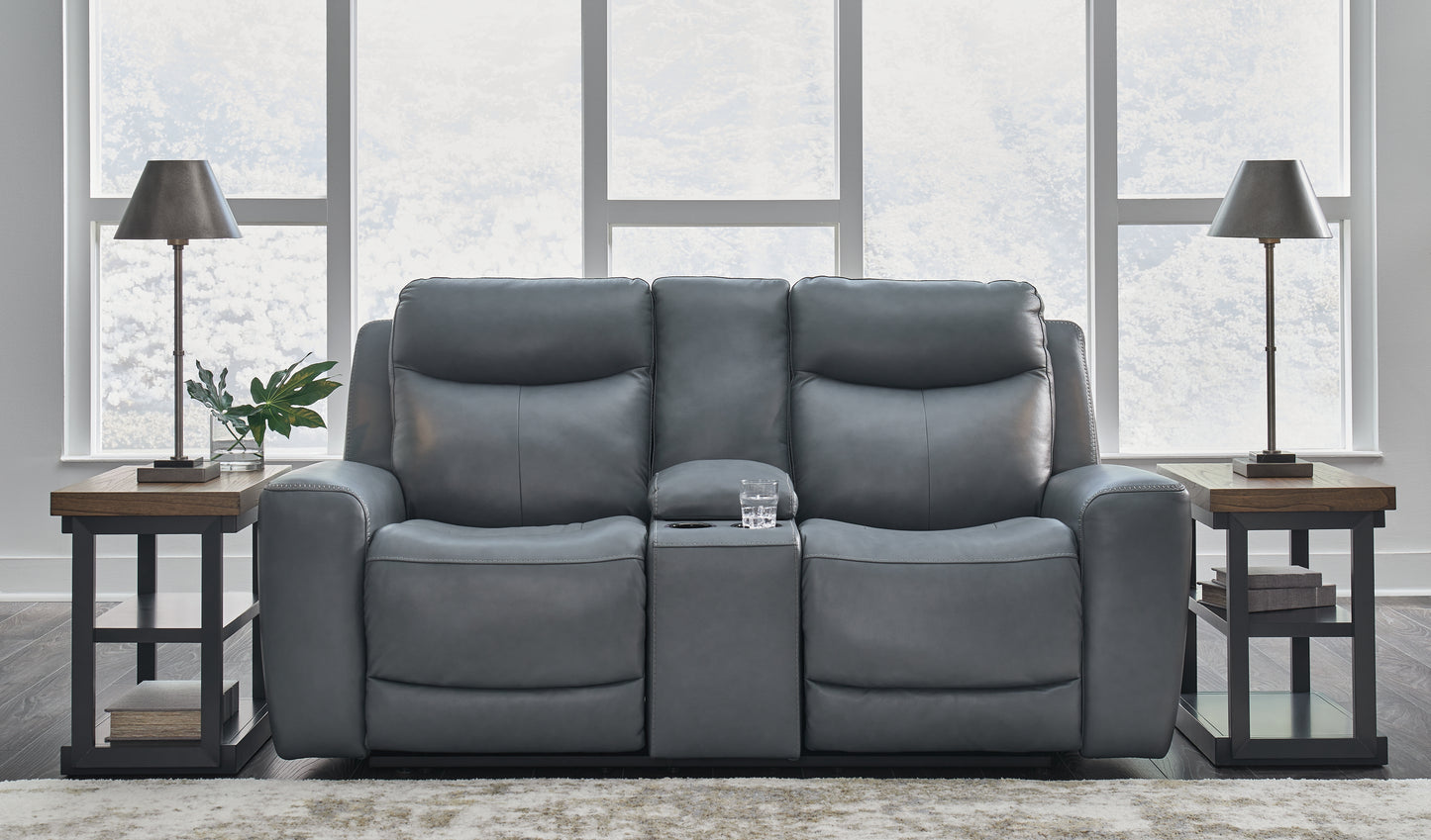 Cassel Furniture Outlet - Ashley Furniture - Mindanao Living Room - PWR REC Loveseat/CON/ADJ HDRST / Steel - U5950418
