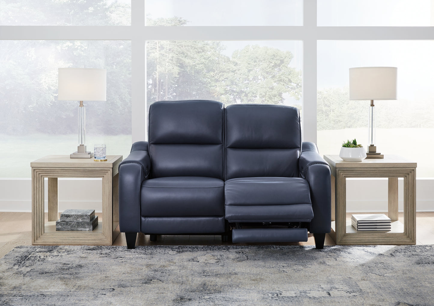 Cassel Furniture Outlet - Ashley Furniture - Mercomatic Living Room - PWR REC Loveseat/ADJ Headrest / Ocean - U7531114