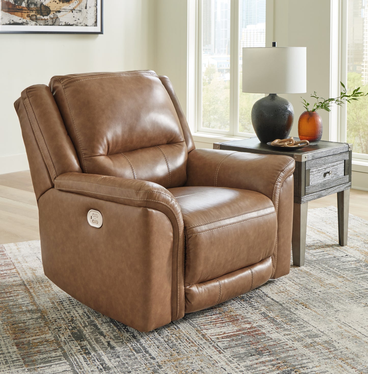 Cassel Furniture Outlet - Ashley Furniture - Trasimeno Living Room - PWR Recliner/ADJ Headrest / Caramel - U8281513