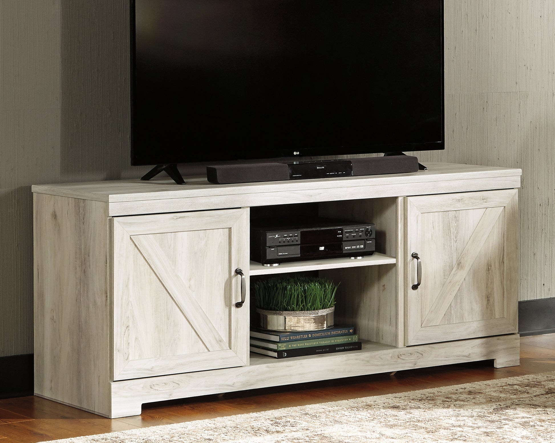 Cassel Furniture Outlet - Ashley Furniture - Bellaby TV Stand - 63" / Whitewash - W331-68