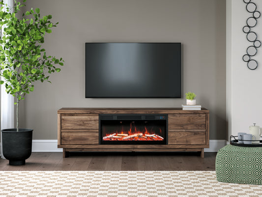 Cassel Furniture Outlet - Ashley Furniture - Zadilyn 72" TV Stand with Electric Fireplace - 72" TV Stand with Electric Fireplace / Brown - W3367W1