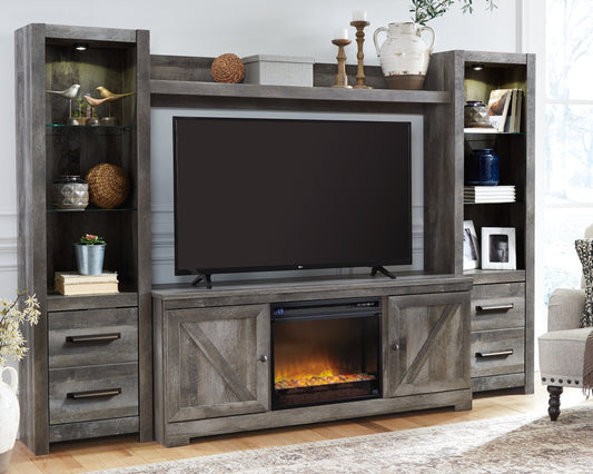 Cassel Furniture Outlet - Ashley Furniture - Wynnlow 4-Piece Entertainment Center with Electric Fireplace - 4-Piece Entertainment Center with Electric Fireplace / Gray - W440W5