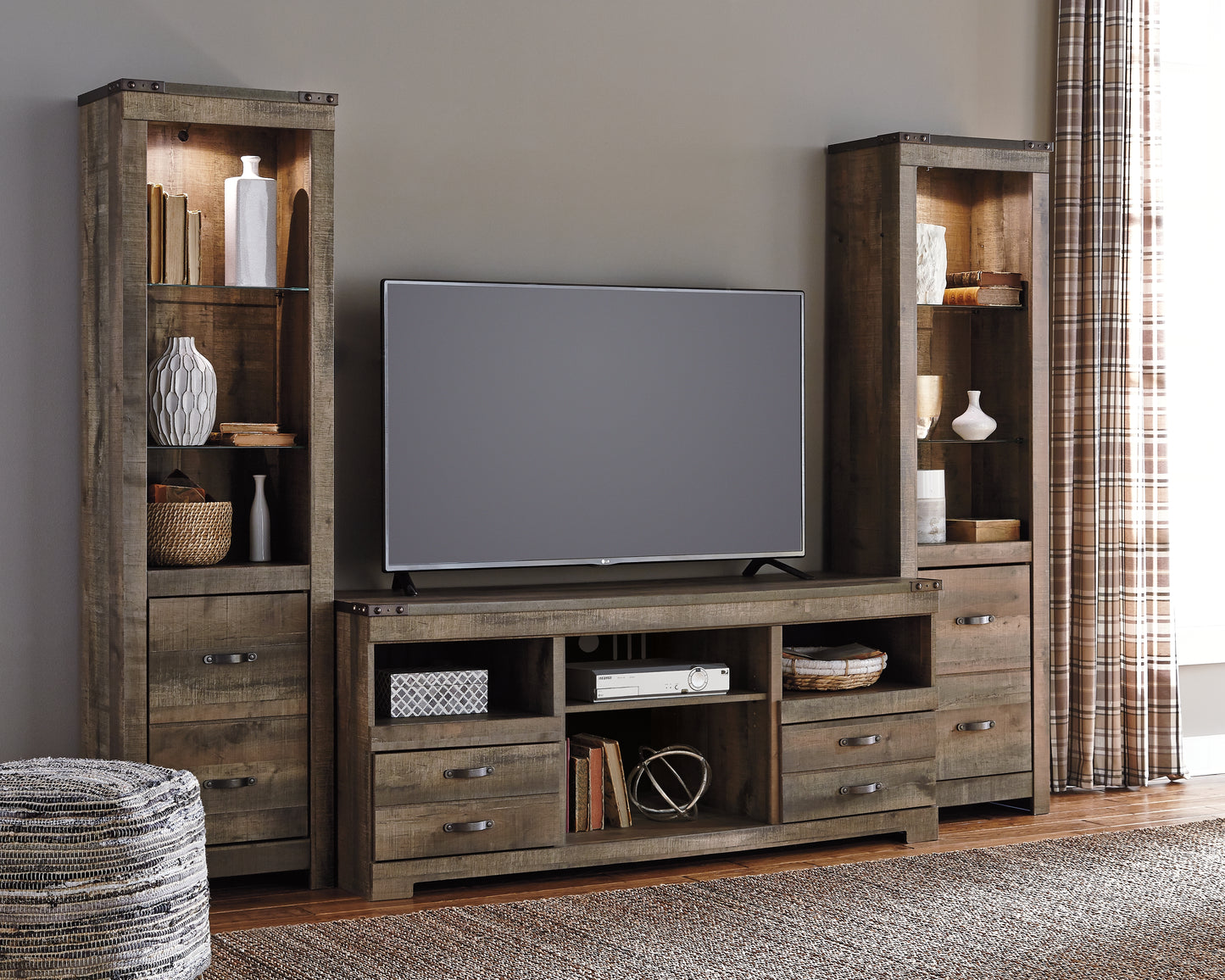 Cassel Furniture Outlet - Ashley Furniture - Trinell 3-Piece Entertainment Center - 3-Piece Entertainment Center / Brown - W446W18