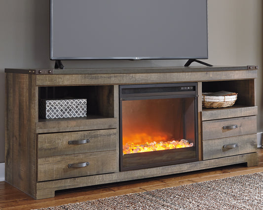 Cassel Furniture Outlet - Ashley Furniture - Trinell 63" TV Stand with Electric Fireplace - 63" TV Stand with Electric Fireplace / Brown - W446W5