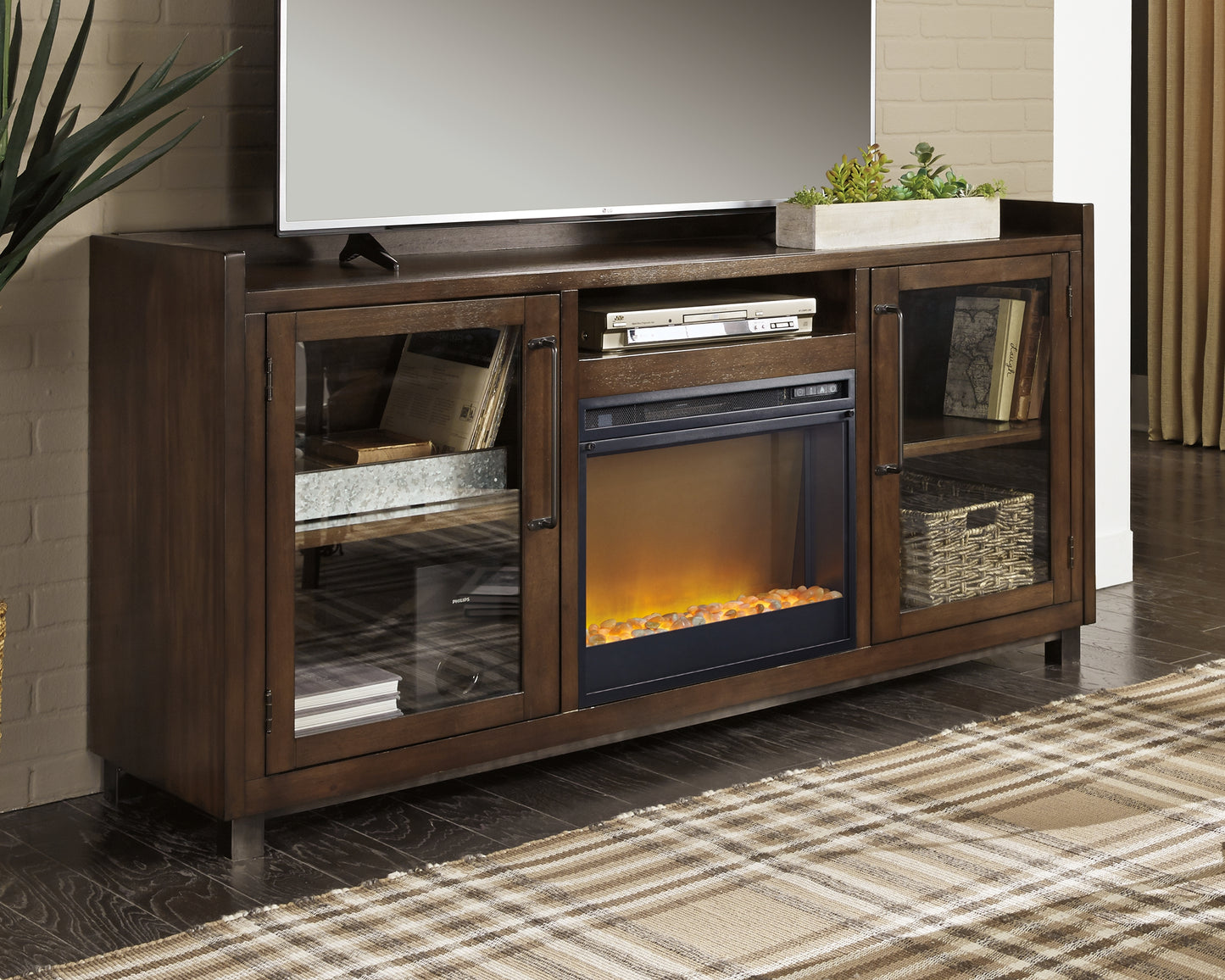 Cassel Furniture Outlet - Ashley Furniture - Starmore 70" TV Stand with Electric Fireplace - 70" TV Stand with Electric Fireplace / Brown - W633W4