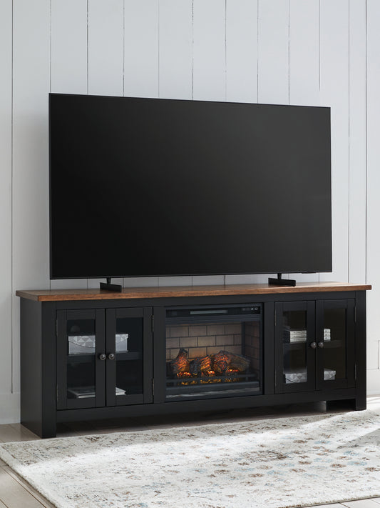 Cassel Furniture Outlet - Ashley Furniture - Wildenauer 76" TV Stand with Electric Fireplace - 76" TV Stand with Electric Fireplace / Brown/Black - W664W1