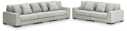 Cassel Furniture Outlet - Ashley Furniture - Regent Park 3-Piece Sectional Sofa and 2-Piece Sectional Loveseat - 3-Piece Sectional Sofa and 2-Piece Sectional Loveseat / Pewter - 14404U4