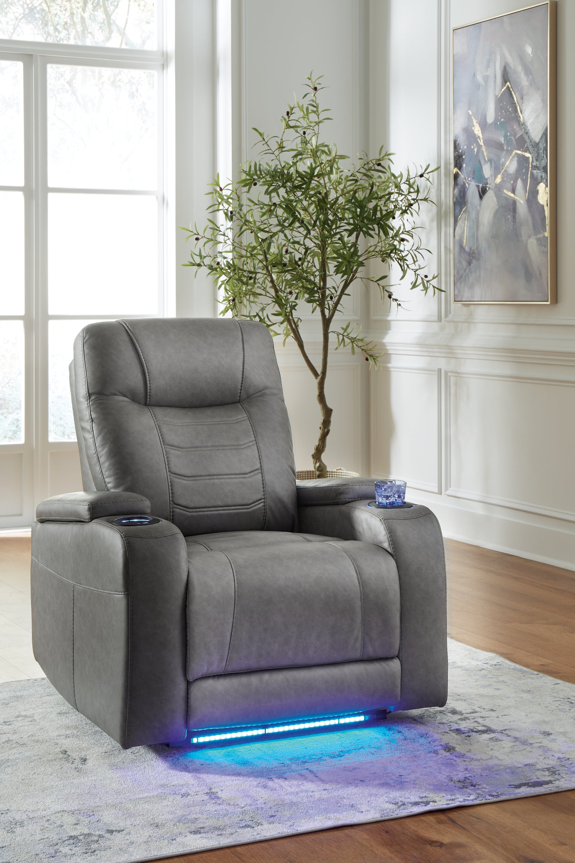 Cassel Furniture Outlet - Ashley Furniture - Schooner Rocks Living Room - PWR Recliner/ADJ Headrest / Slate - 1610213
