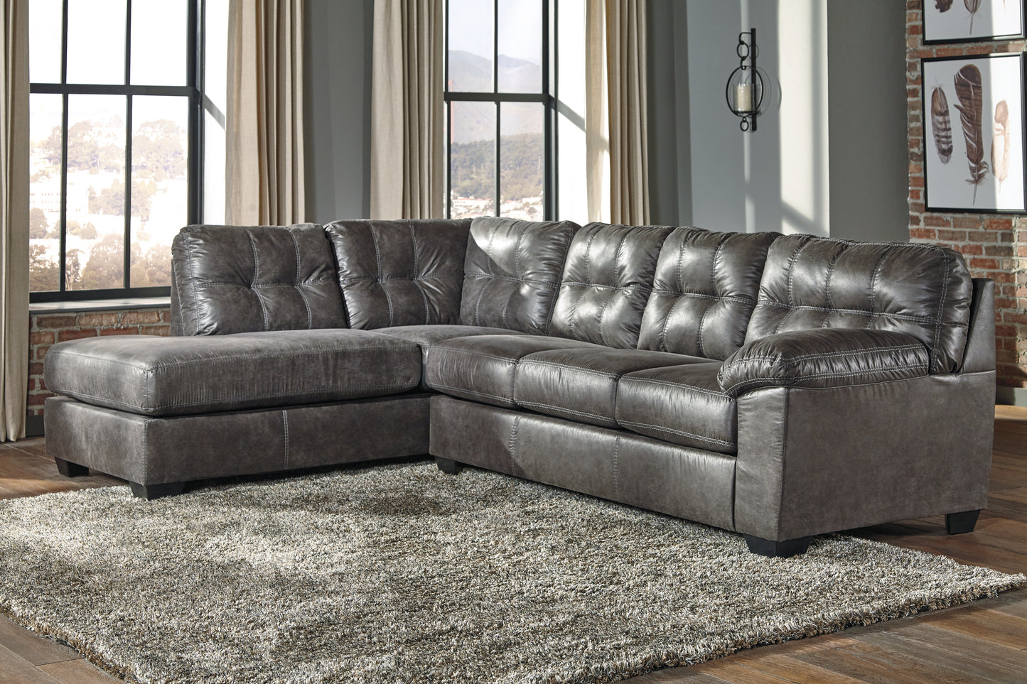 Cassel Furniture Outlet - Ashley Furniture - Fallston Sectional - RAF 2-Piece Sectional with Chaise / Slate - 17221S1