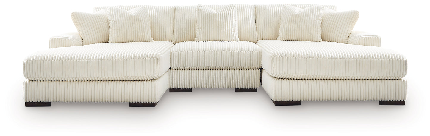 Cassel Furniture Outlet - Ashley Furniture - Lindyn Sectional - RAF 3-Piece Sectional with Double Chaise / Ivory - 21104S18
