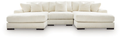Cassel Furniture Outlet - Ashley Furniture - Lindyn Sectional - RAF 3-Piece Sectional with Double Chaise / Ivory - 21104S18