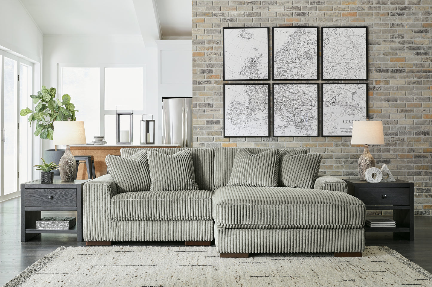 Cassel Furniture Outlet - Ashley Furniture - Lindyn Sectional - RAF 2-Piece Sectional with Chaise / Fog - 21105S4
