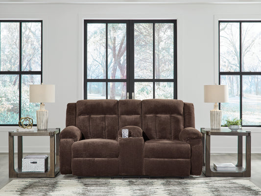 Cassel Furniture Outlet - Ashley Furniture - Observation Living Room - REC PWR Sofa w/Drop Down Table / Chocolate - PC2140699