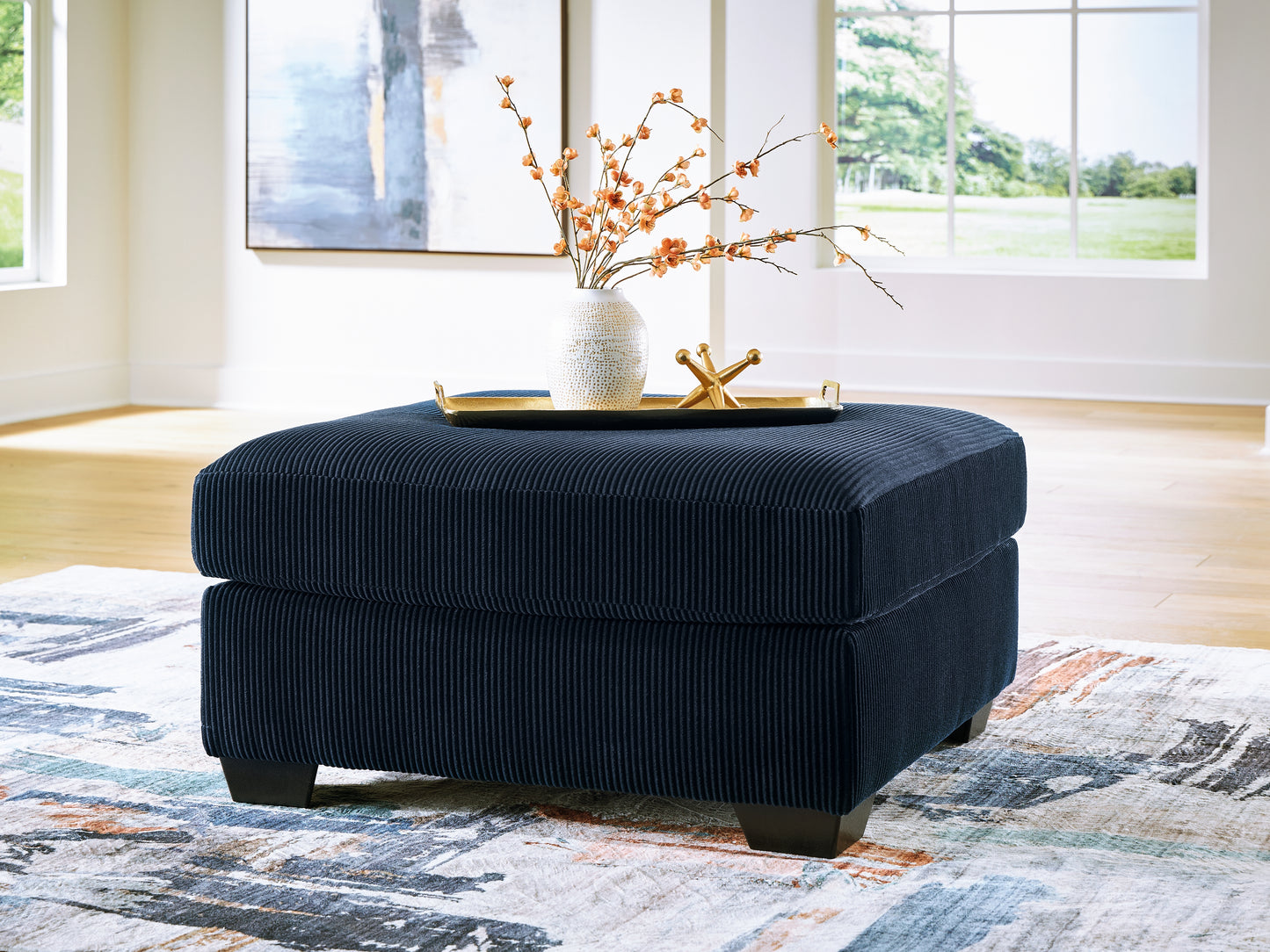 Cassel Furniture Outlet - Ashley Furniture - SimpleJoy Living Room - Oversized Accent Ottoman / Navy - 2420508