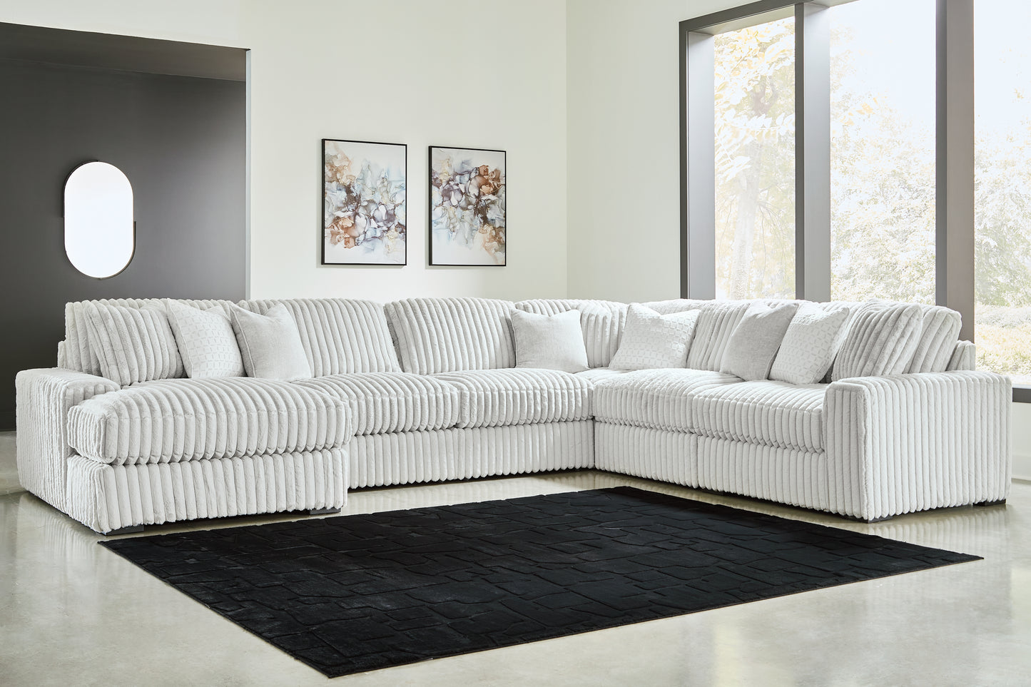 Cassel Furniture Outlet - Ashley Furniture - Stupendous Sectional - RAF 6-Piece Sectional with Chaise / Alloy - 25903S21