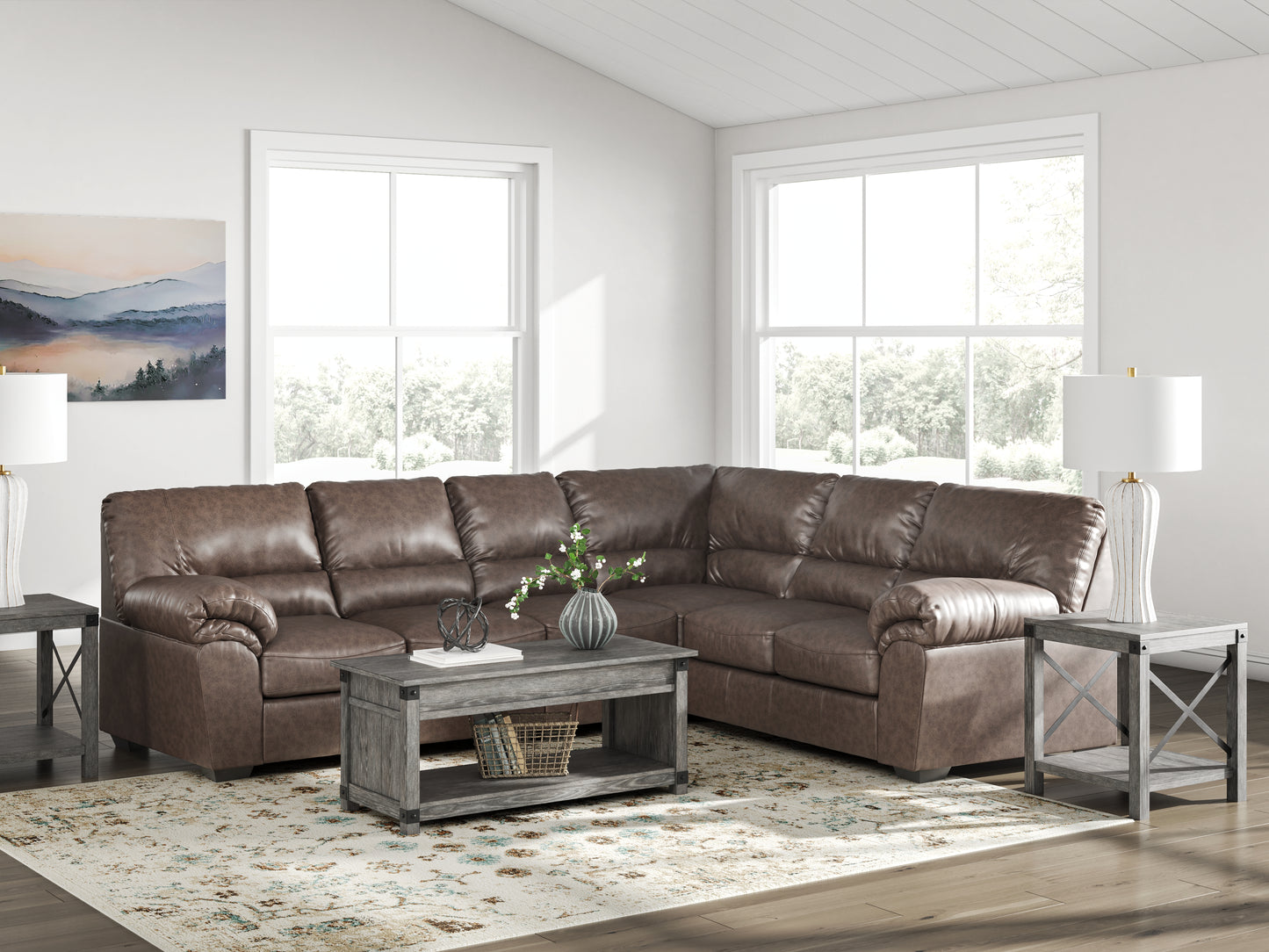 Cassel Furniture Outlet - Ashley Furniture - WillowBend Sectional - RAF 3-Piece Sectional / Umber - PC27705S3