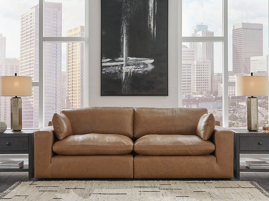 Cassel Furniture Outlet - Ashley Furniture - Emilia Sectional - RAF 2-Piece Sectional Loveseat / Caramel - 30901S1