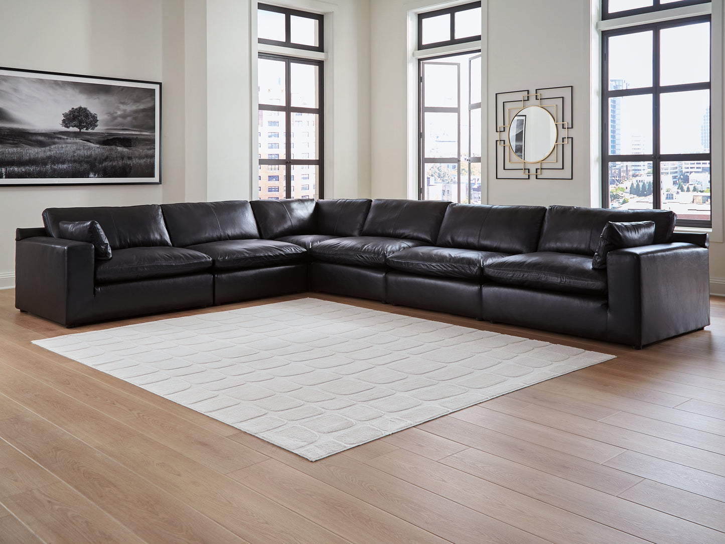 Cassel Furniture Outlet - Ashley Furniture - Emilia Sectional - RAF 6-Piece Sectional / Black - 30902S5