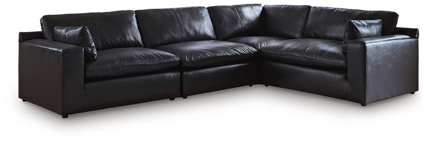 Cassel Furniture Outlet - Ashley Furniture - Emilia Sectional - RAF 4-Piece Sectional / Black - 30902S3