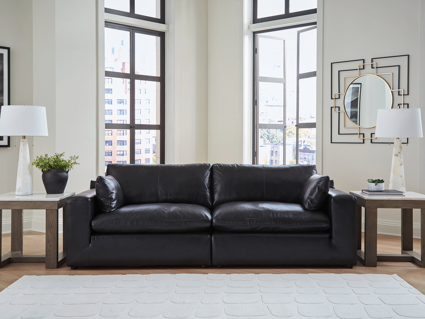 Cassel Furniture Outlet - Ashley Furniture - Emilia Sectional - RAF 2-Piece Sectional Loveseat / Black - 30902S1