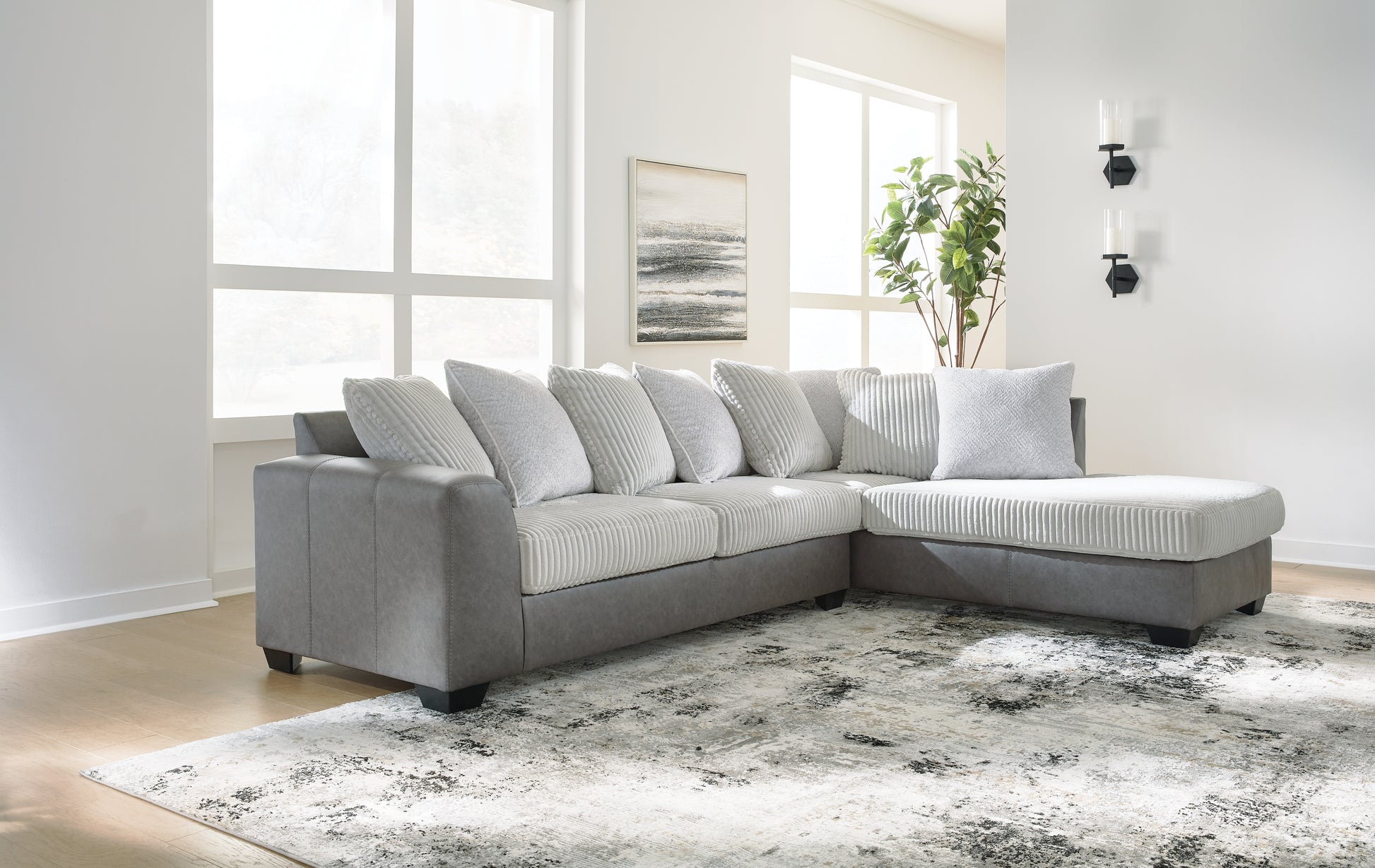 Cassel Furniture Outlet - Ashley Furniture - Clairette Court Sectional - RAF 2-Piece Sectional with Chaise / Alloy - 31503S1