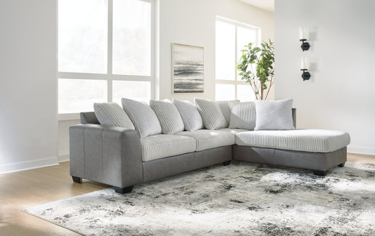Cassel Furniture Outlet - Ashley Furniture - Clairette Court Sectional - RAF 2-Piece Sectional with Chaise / Alloy - 31503S1