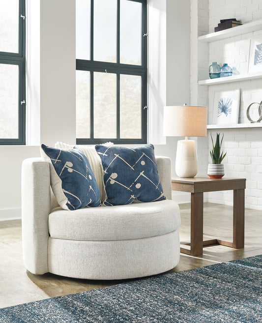 Cassel Furniture Outlet - Ashley Furniture - Padova Living Room - Swivel Accent Chair / Ivory - 3370644
