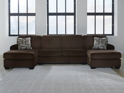 Cassel Furniture Outlet - Ashley Furniture - Kimlee Sectional - RAF 3-Piece Sectional with Double Chaise / Chocolate - PC35603S3
