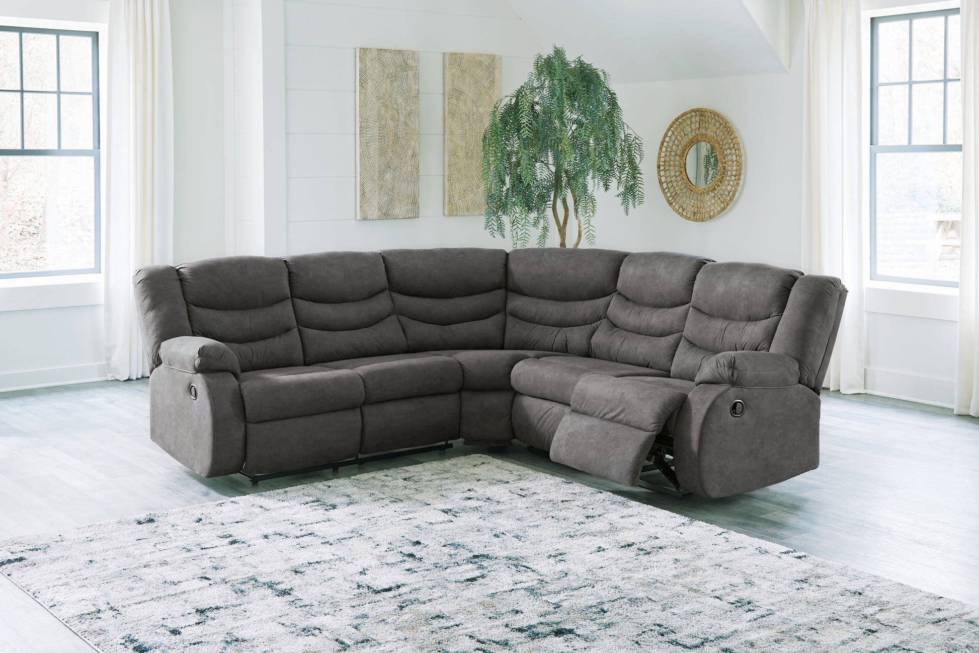 Cassel Furniture Outlet - Ashley Furniture - Partymate Sectional - 2-Piece Reclining Sectional / Slate - 36903S2