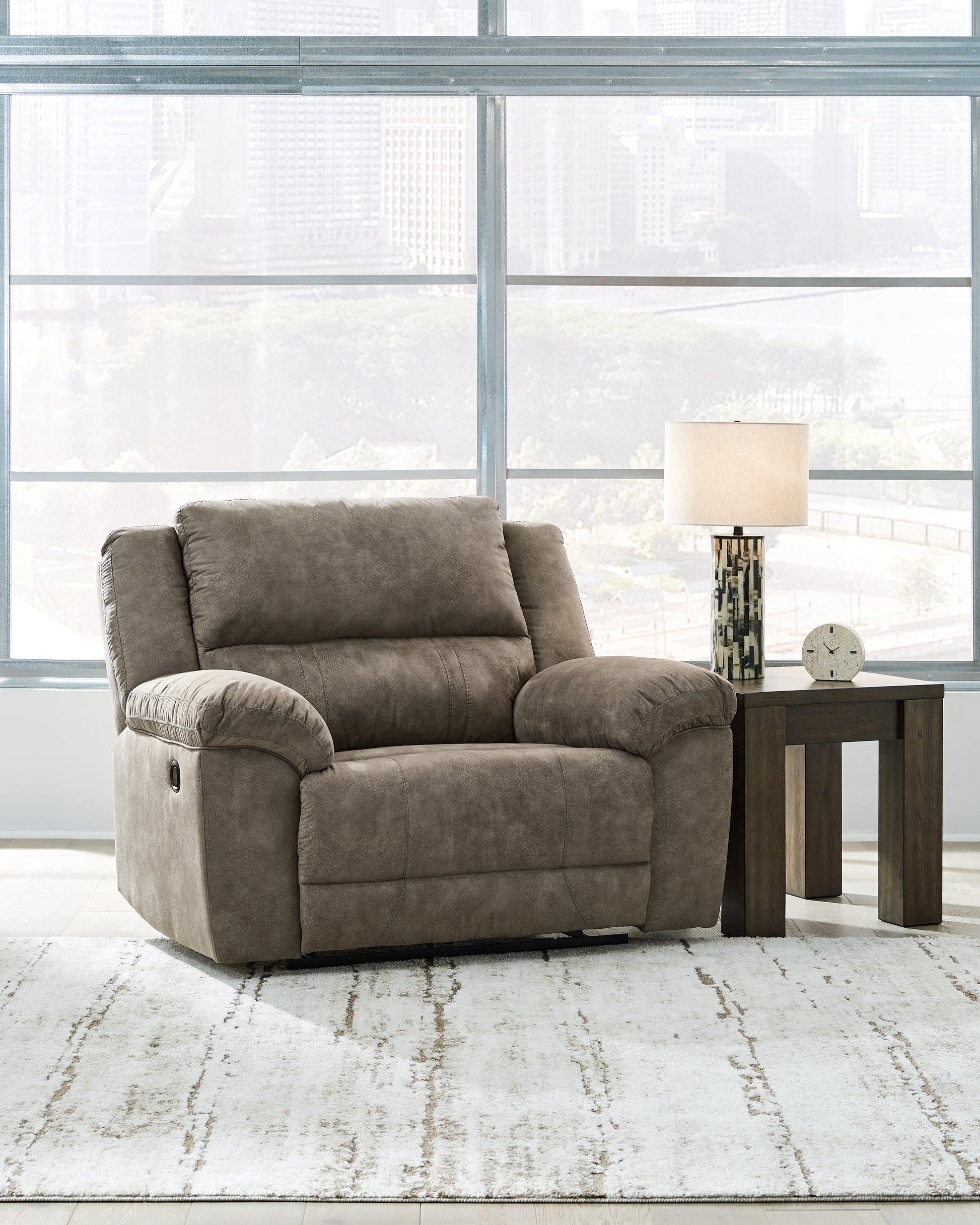 Cassel Furniture Outlet - Ashley Furniture - Laresview Living Room - DBL Rec Loveseat w/Console / Fossil - 3720394