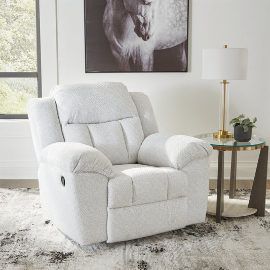 Cassel Furniture Outlet - Ashley Furniture - Frohn Living Room - DBL Rec Loveseat w/Console / Snow - 3740594